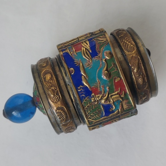 Vintage Cloisonné ginger jar with lid and glass blall Chinese art jar - Picture 2 of 12